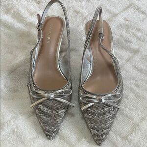 Madden Girl Silver Bow Slingback Heels